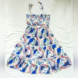 House Of Harlow Blue Macaw Crop Top and Maxi Skirt Set: Size L (runs big!)